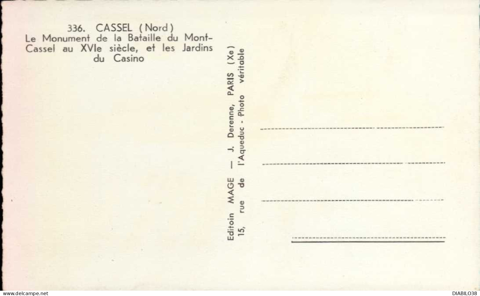 CASSEL   ( NORD ) LE MONUMENT DE LA BATAILLE DU MONT-CASSEL AU XVI ° SIECLE , ET LES JARDINS DU CASINO - Autres & Non Classés