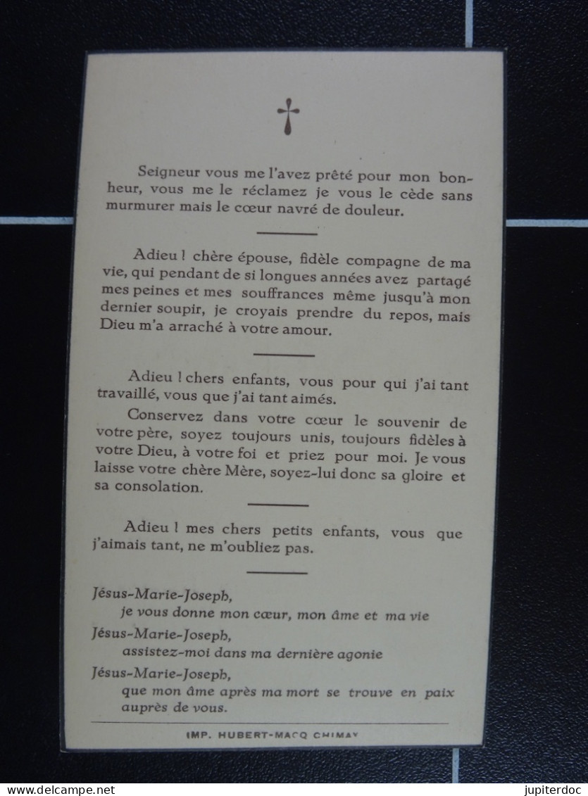 Antoine Leroy épx Debètencourt Villers-la-Tour 1867 1947 - Devotieprenten