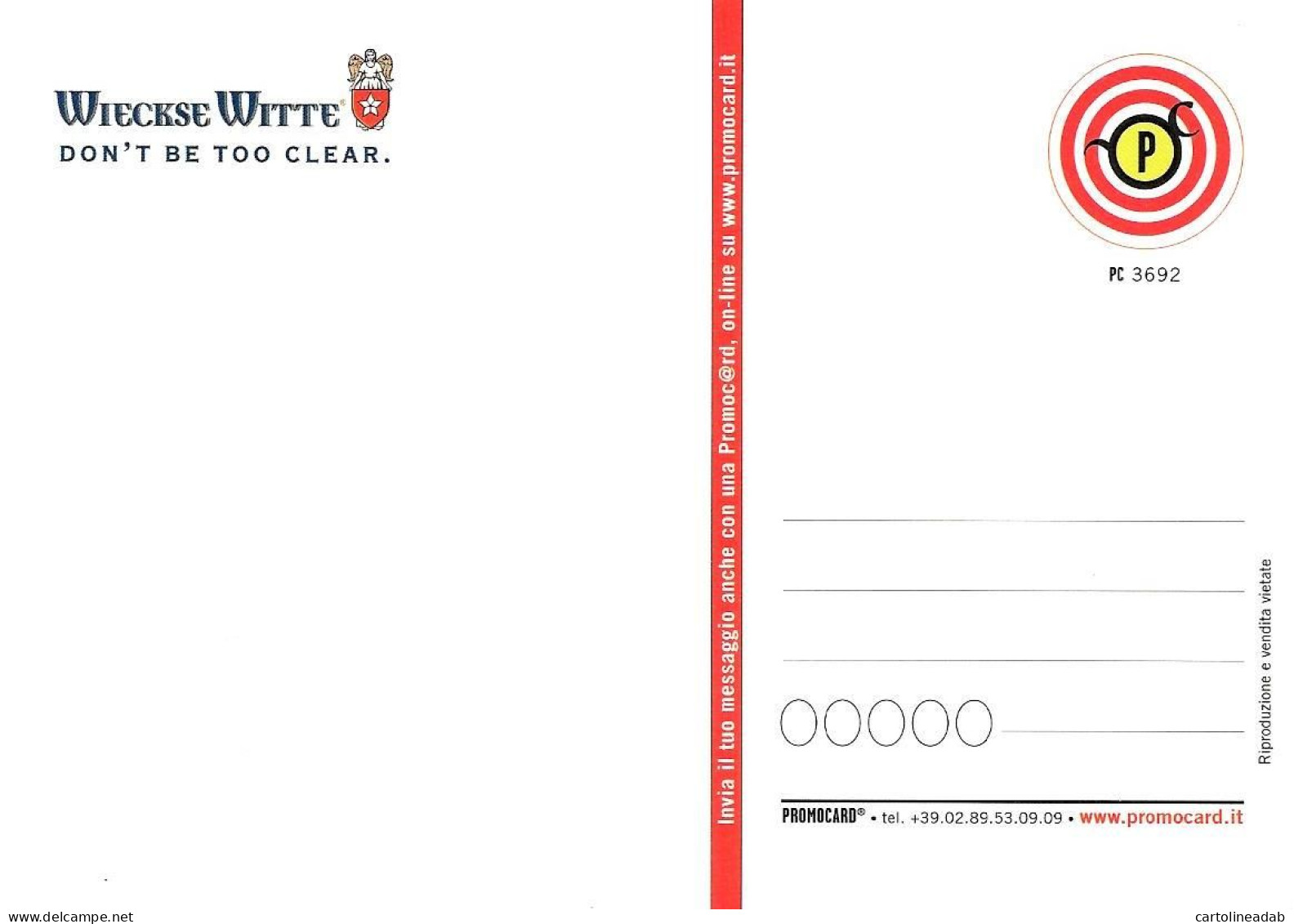 [MD5442] CPM - BIRRA WIECKSE WITTE - PROMOCARD 3692 - PERFETTA - Non Viaggiata - Advertising