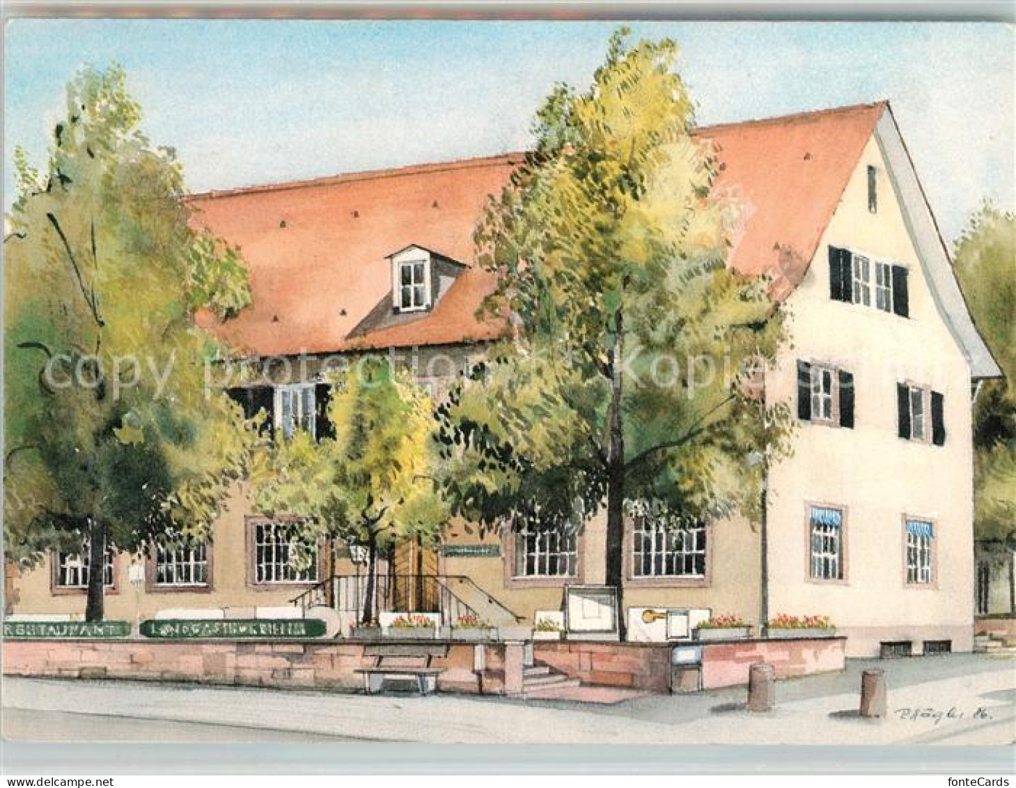 13162420 Riehen Restaurant Landgasthof Kuenstlerkarte Hoegler Riehen - Otros & Sin Clasificación