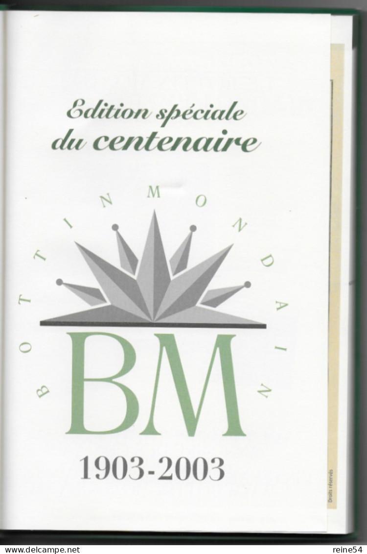 Le Bottin Mondain 1903-2003  Edition Spécial Du Centenaire - Turismo