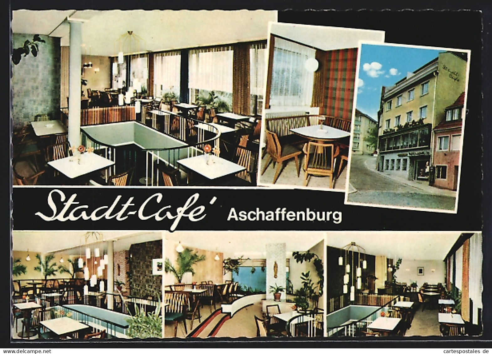 AK Aschaffenburg, Conditorei - Restaurant Stadt-Café, Bes.: Ernst Göbel  - Aschaffenburg