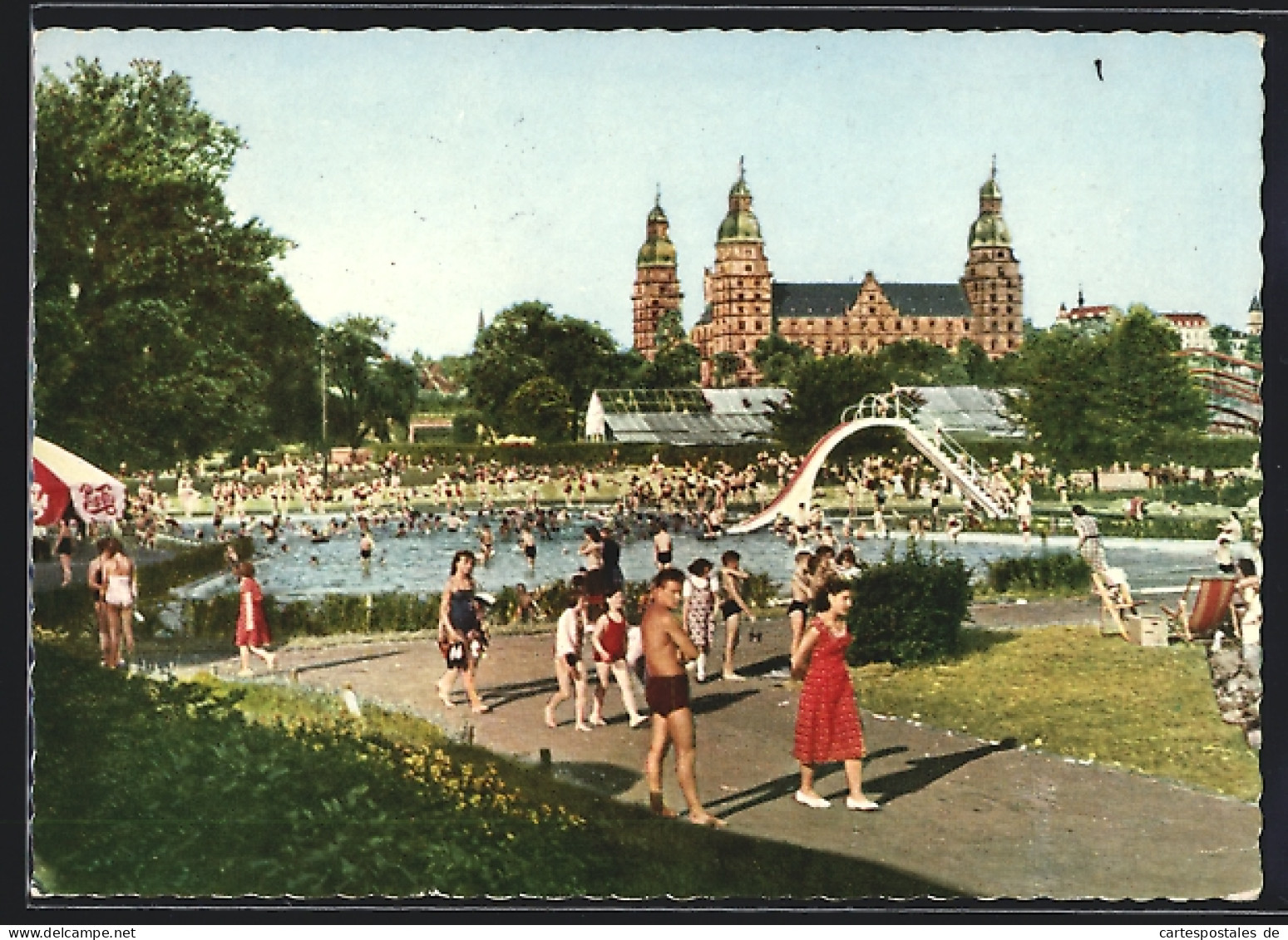 AK Aschaffenburg /Main, Städtisches Schwimmbad Und Schloss  - Aschaffenburg