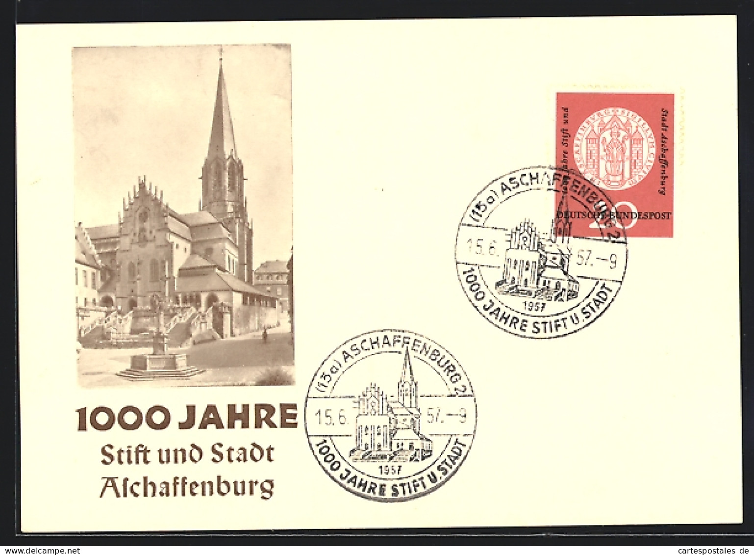 AK Aschaffenburg, Blick Zur Kirche, 1000 Jahre Stift Und Stadt Aschaffenburg 1957  - Aschaffenburg