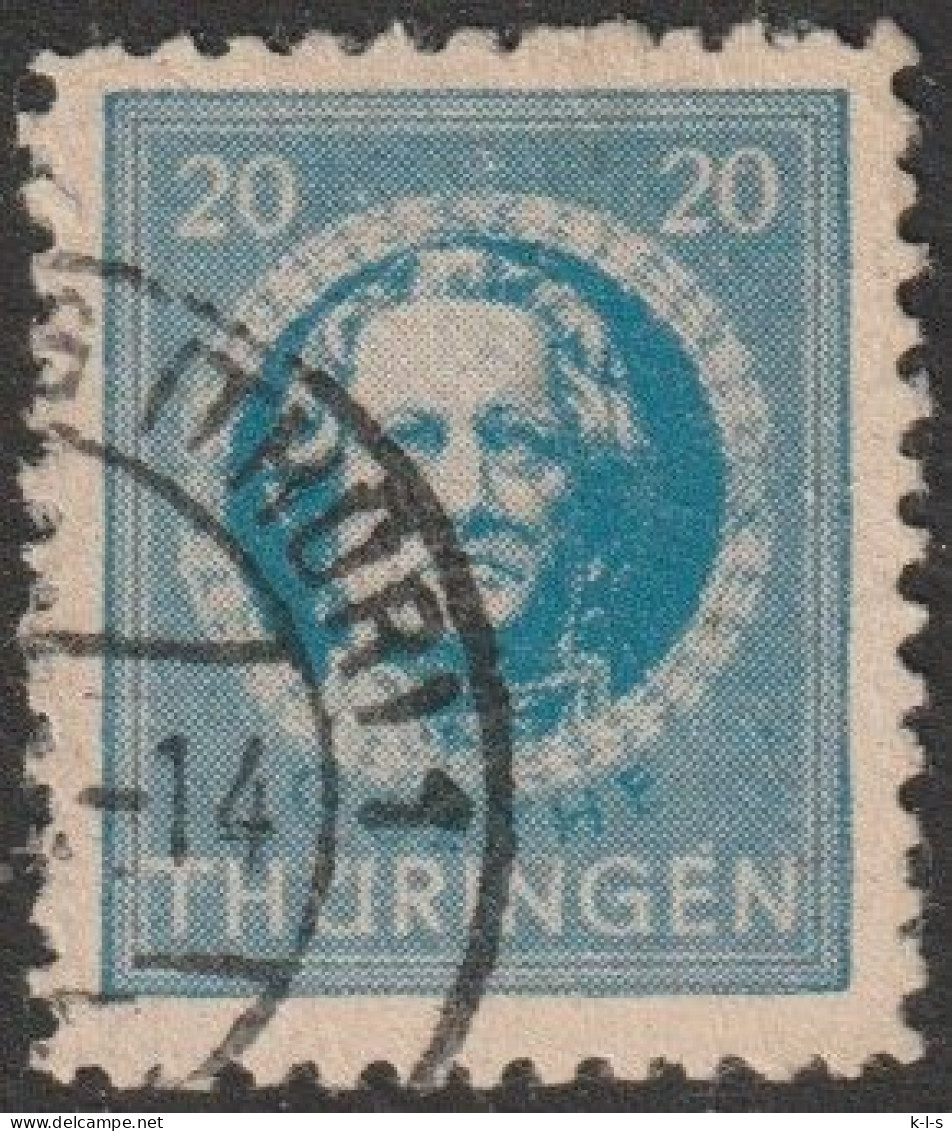 SBZ- Thüringen 1945, Mi. Nr. 98 AY Z1, Freimarke: 20 Pfg. Johann Wolfgang Von Goethe.  Gestpl./used - Used