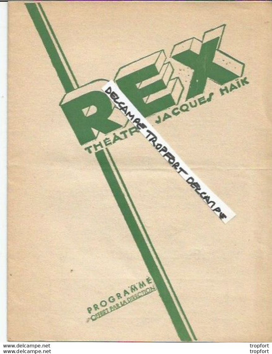 E1 / Old Program Cinéma Movie 1935 / Programme Cinéma REX STRADIVARIUS Film Feuillère Cirque - Programmi