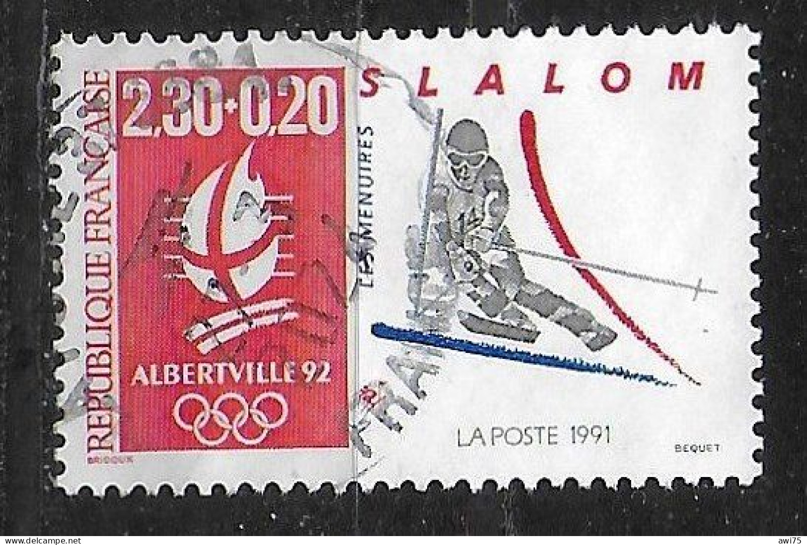 " Jeux Olympiques Albertville - Slalom" 1991 - 2676 - Oblitérés