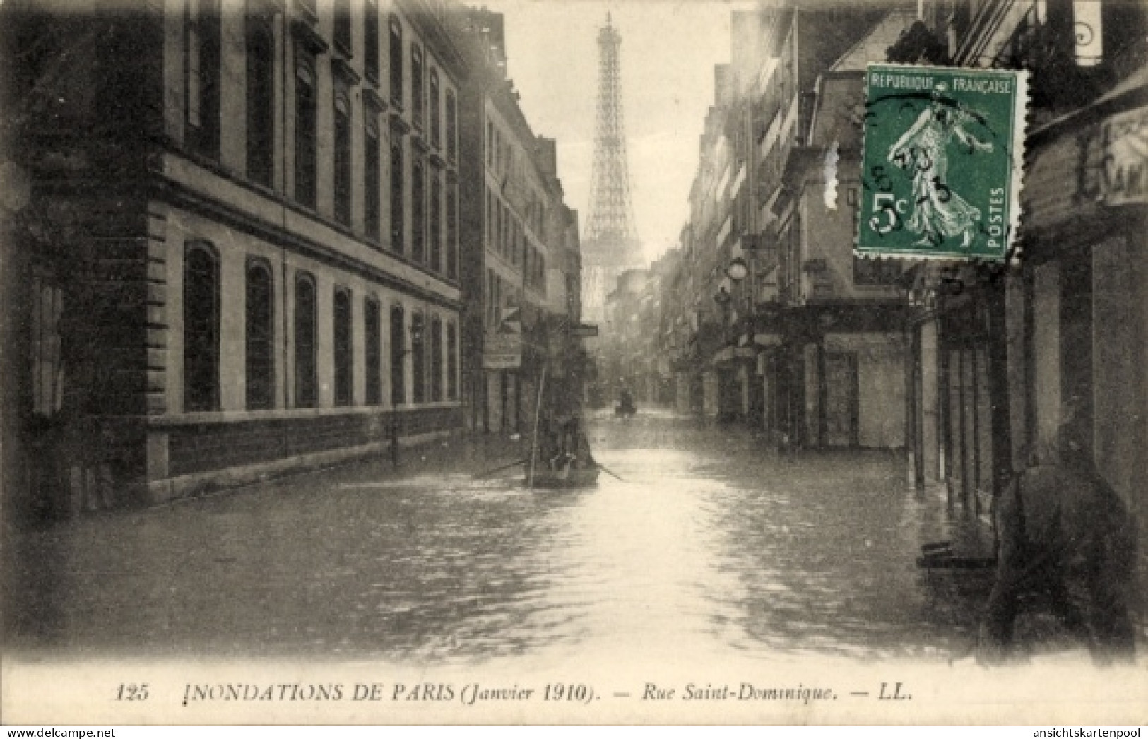 CPA Paris VII, Rue Saint Dominique, Die Große Seineflut, Januar 1910 - Other & Unclassified
