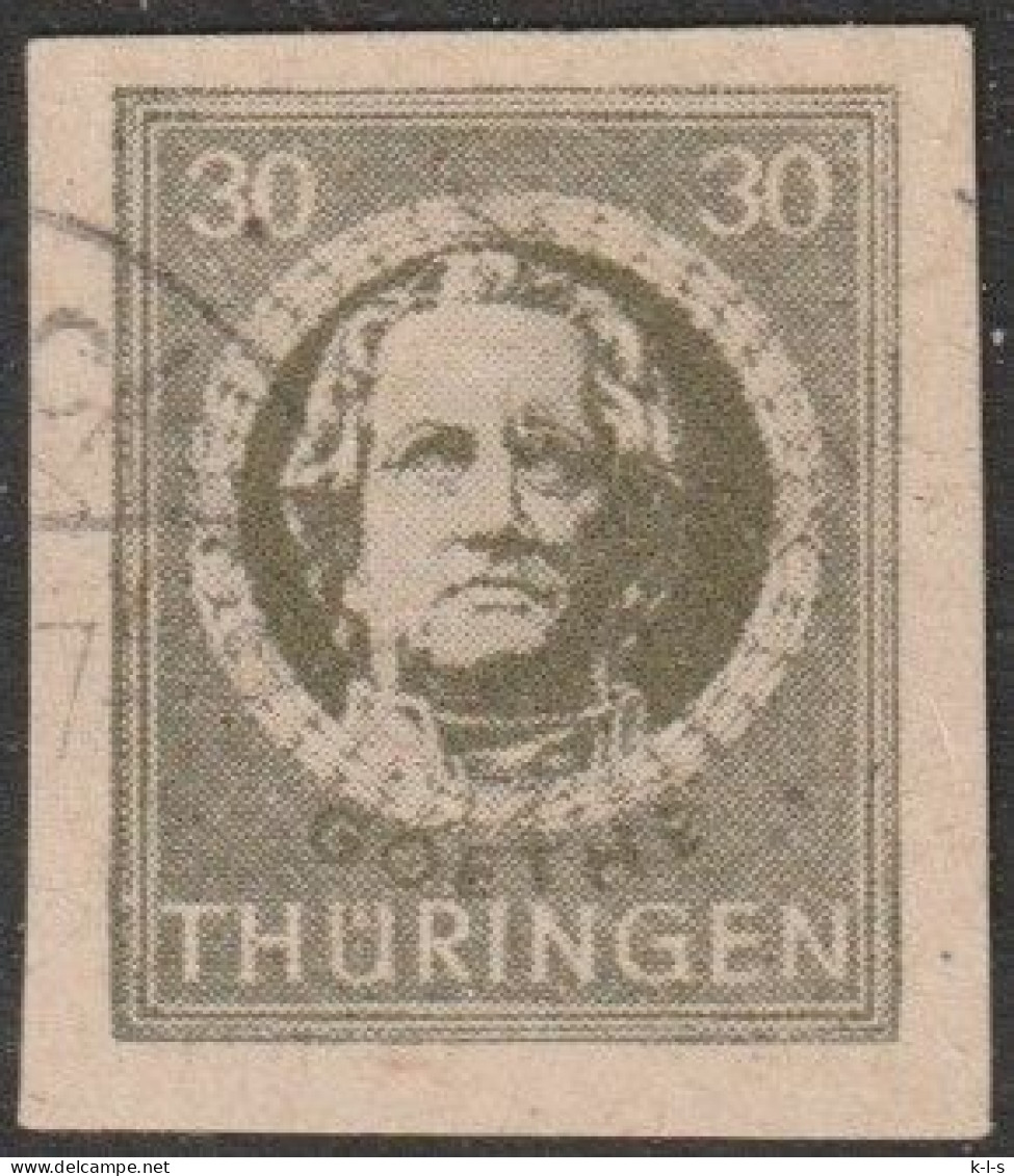 SBZ- Thüringen 1945, Mi. Nr. 99 BY Z1, Freimarke: 30 Pfg. Johann Wolfgang Von Goethe.  Gestpl./used - Afgestempeld
