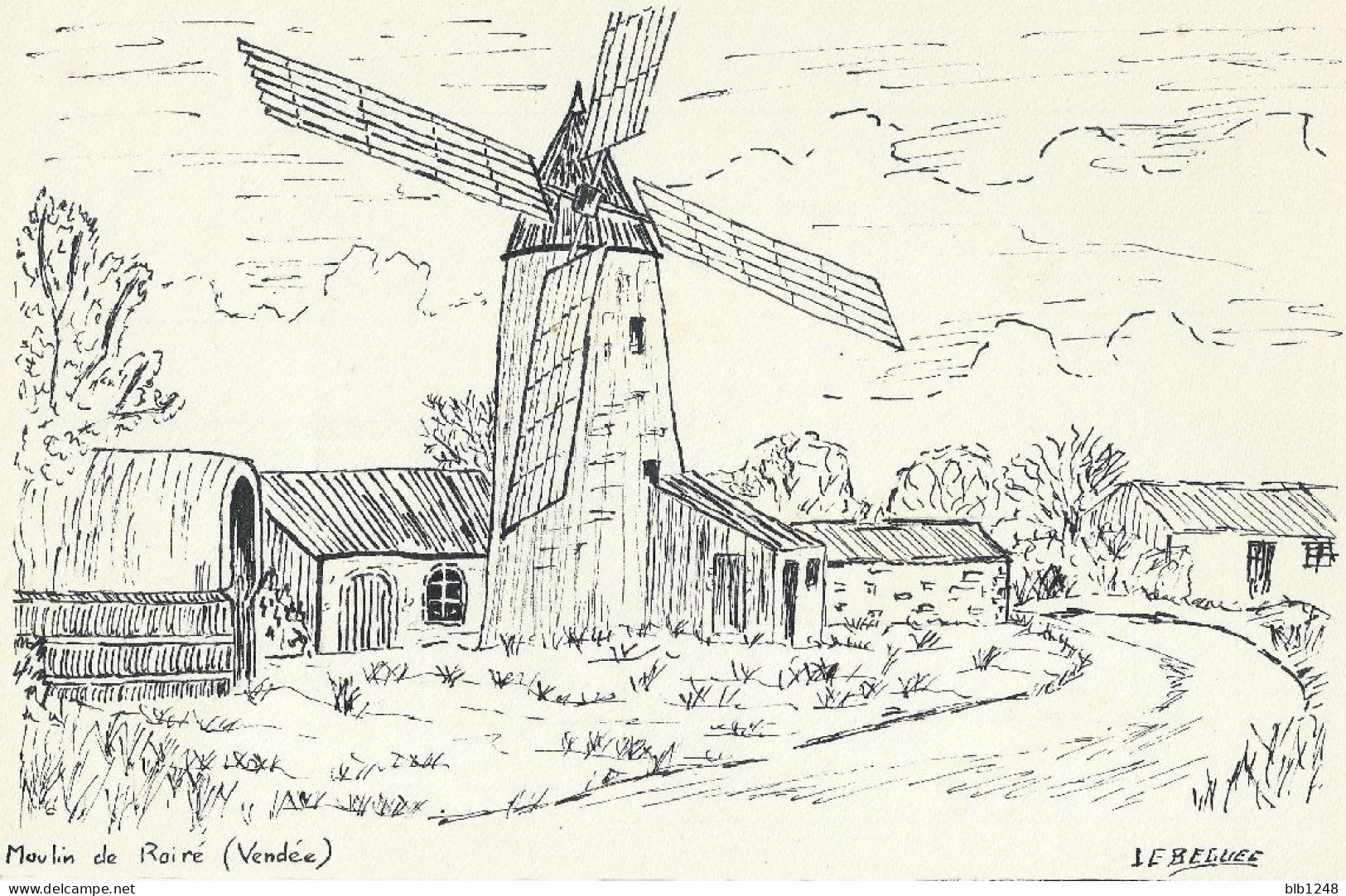 [85] Vendée >  Moulin De Rairé Dessin Encre De Bernard Le Béguec - Autres & Non Classés