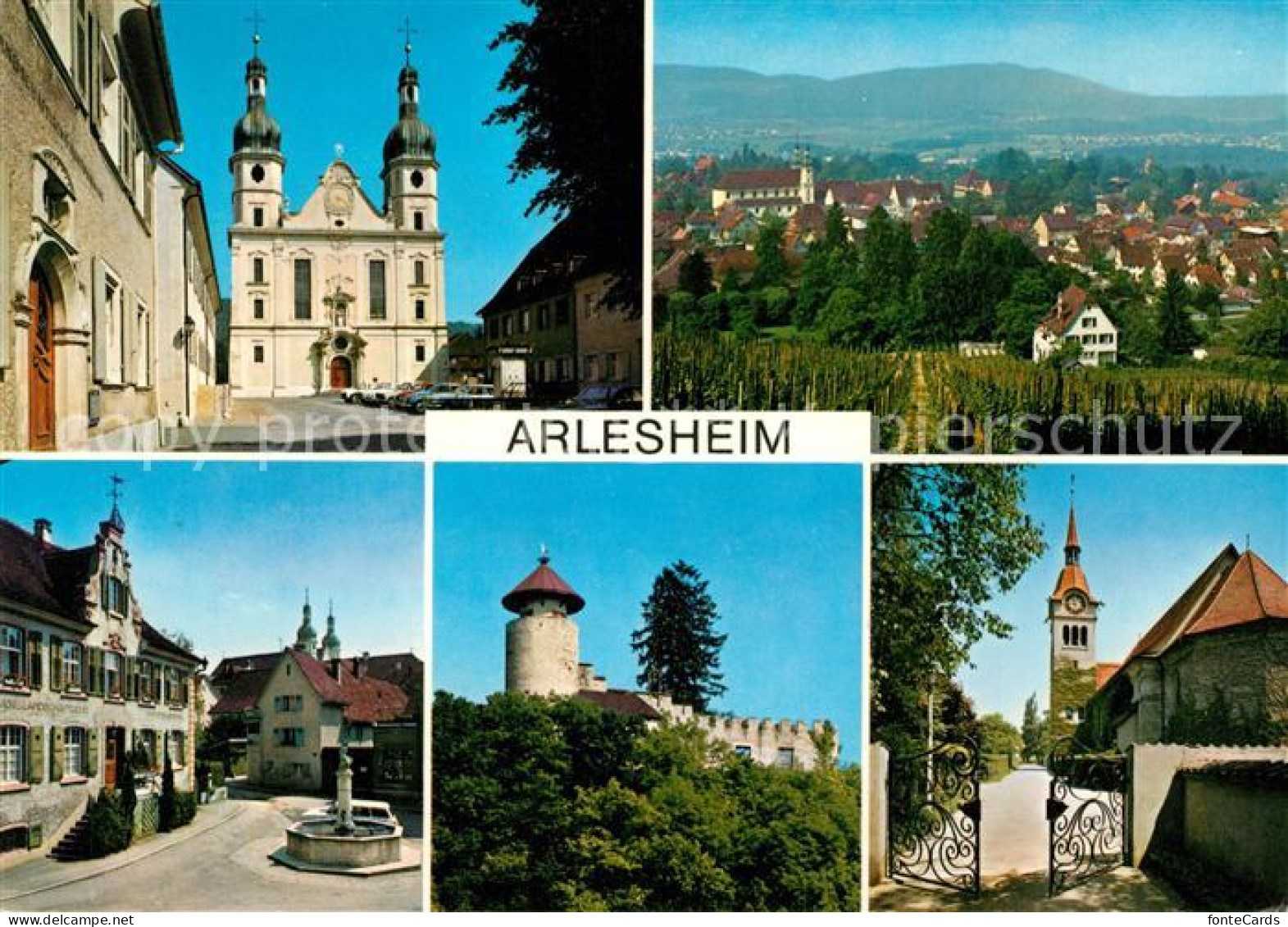 13158143 Arlesheim Kirche Stadtblick Brunnen Schloss Arlesheim - Autres & Non Classés