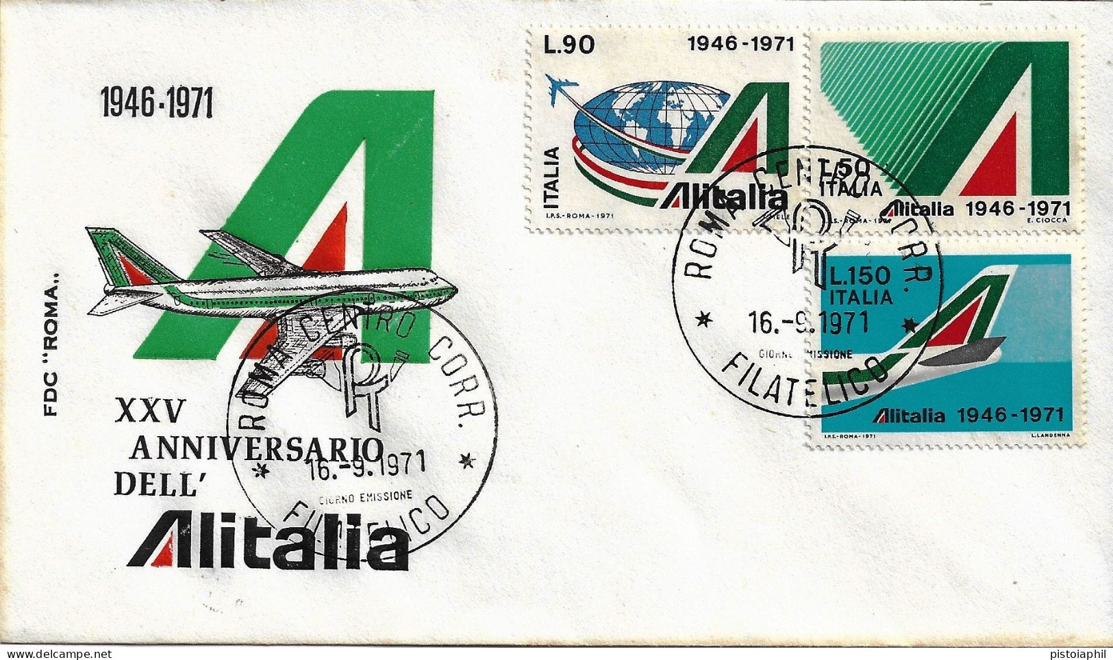 Fdc Roma: ALITALIA 1971; No Viaggiata; AF - FDC