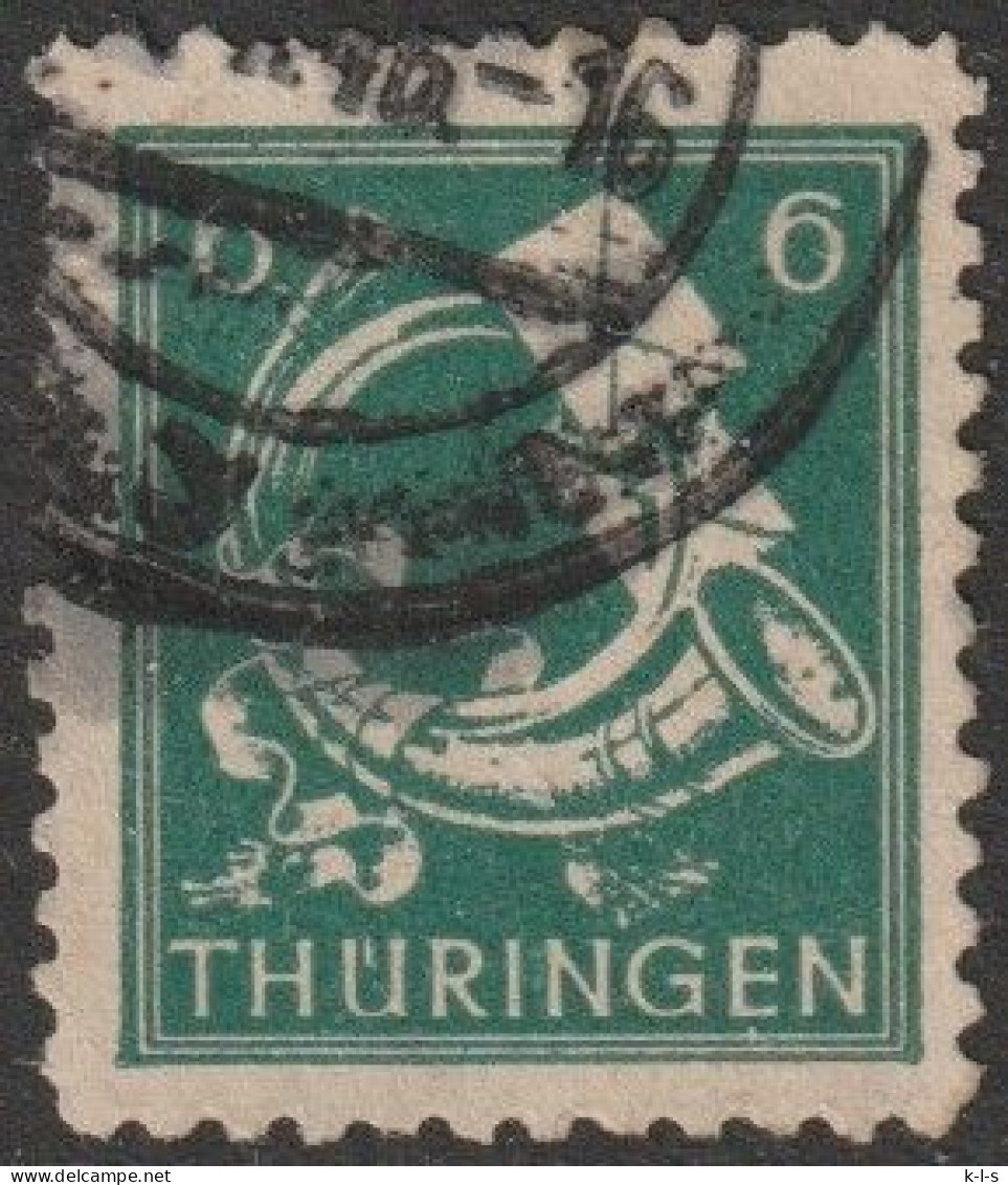SBZ- Thüringen 1945, Mi. Nr. 96 AX Bu, Freimarke: 6 Pfg. Posthorn Und Brief.  Gestpl./used - Gebraucht