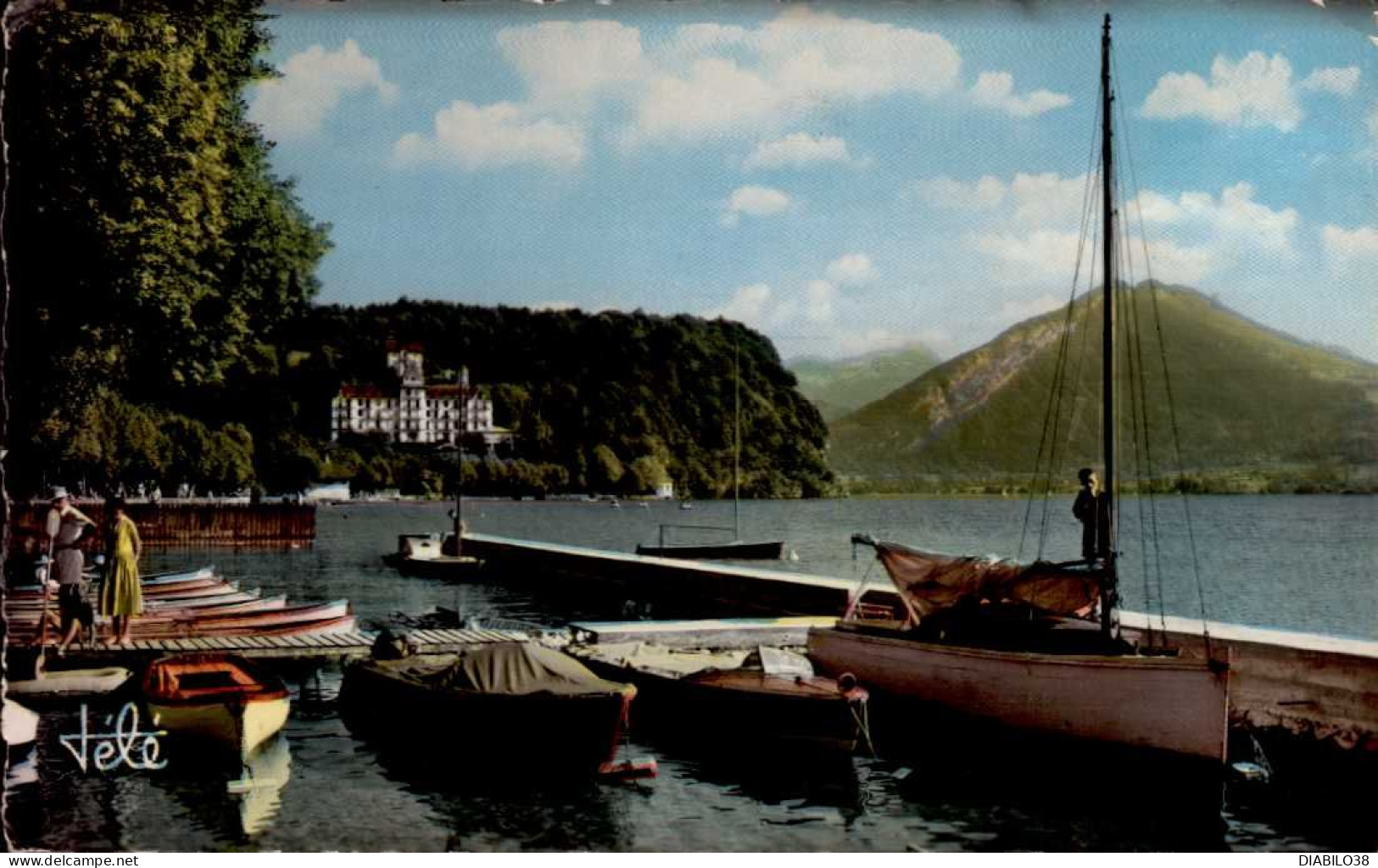 LAC D ' ANNECY  ( HAUTE- SAVOIE )   MENTHON ST-BERNARD . LE PORT . PALACE-HOTEL  ( TOUT PETIT PLI ANGLE DRIT SUPERIEUR ) - Annecy