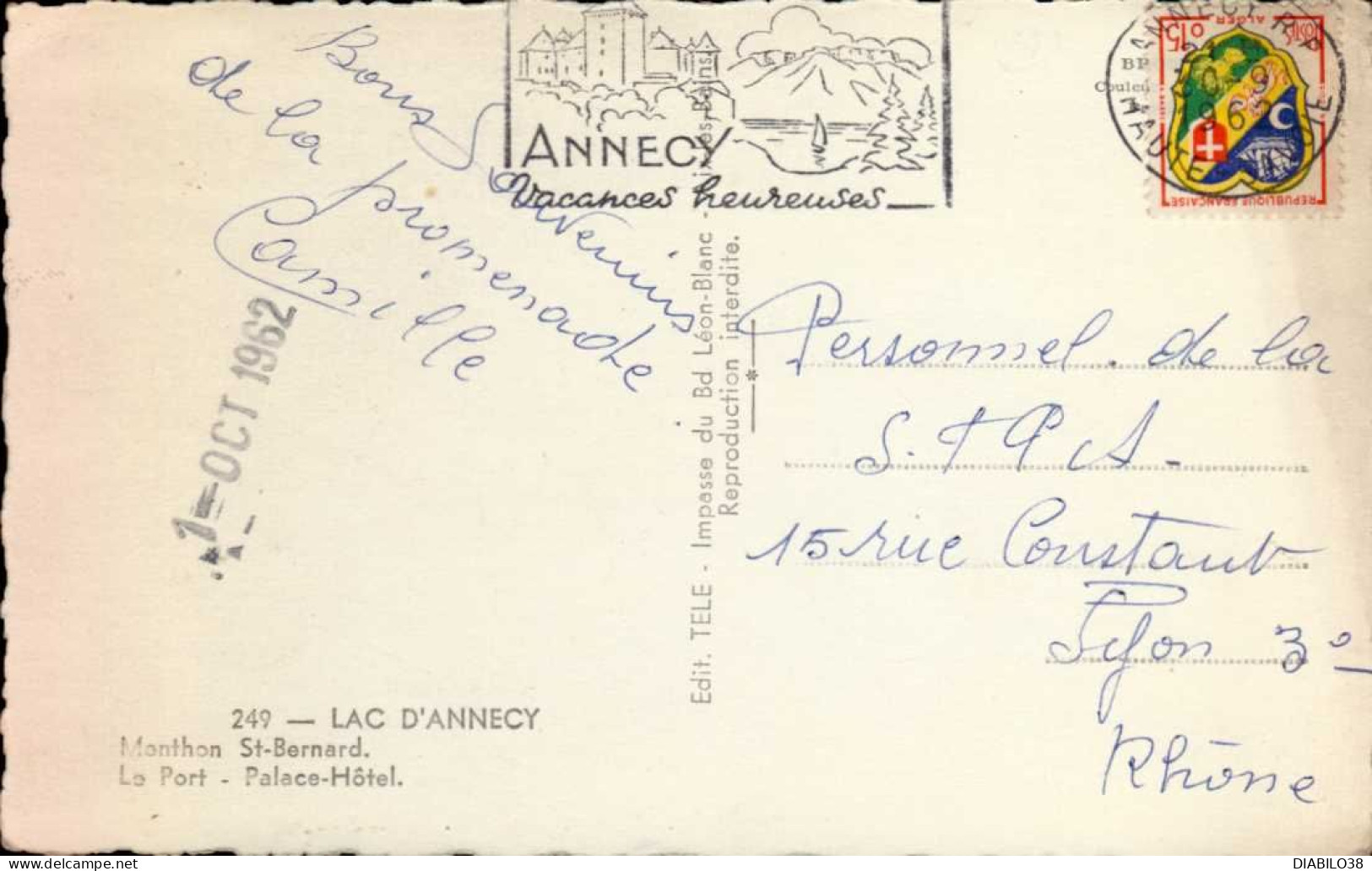 LAC D ' ANNECY  ( HAUTE- SAVOIE )   MENTHON ST-BERNARD . LE PORT . PALACE-HOTEL  ( TOUT PETIT PLI ANGLE DRIT SUPERIEUR ) - Annecy