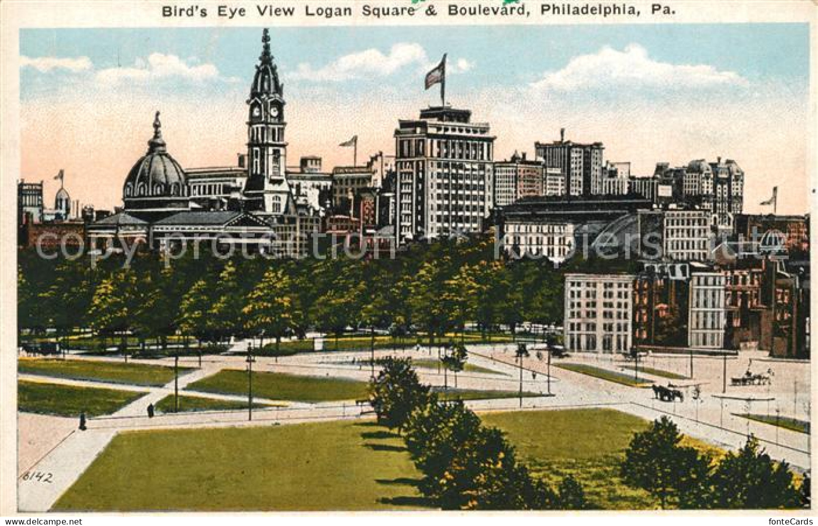 13153164 Philadelphia Pennsylvania Bird S Eye View Logan Square And Boulevard Li - Autres & Non Classés