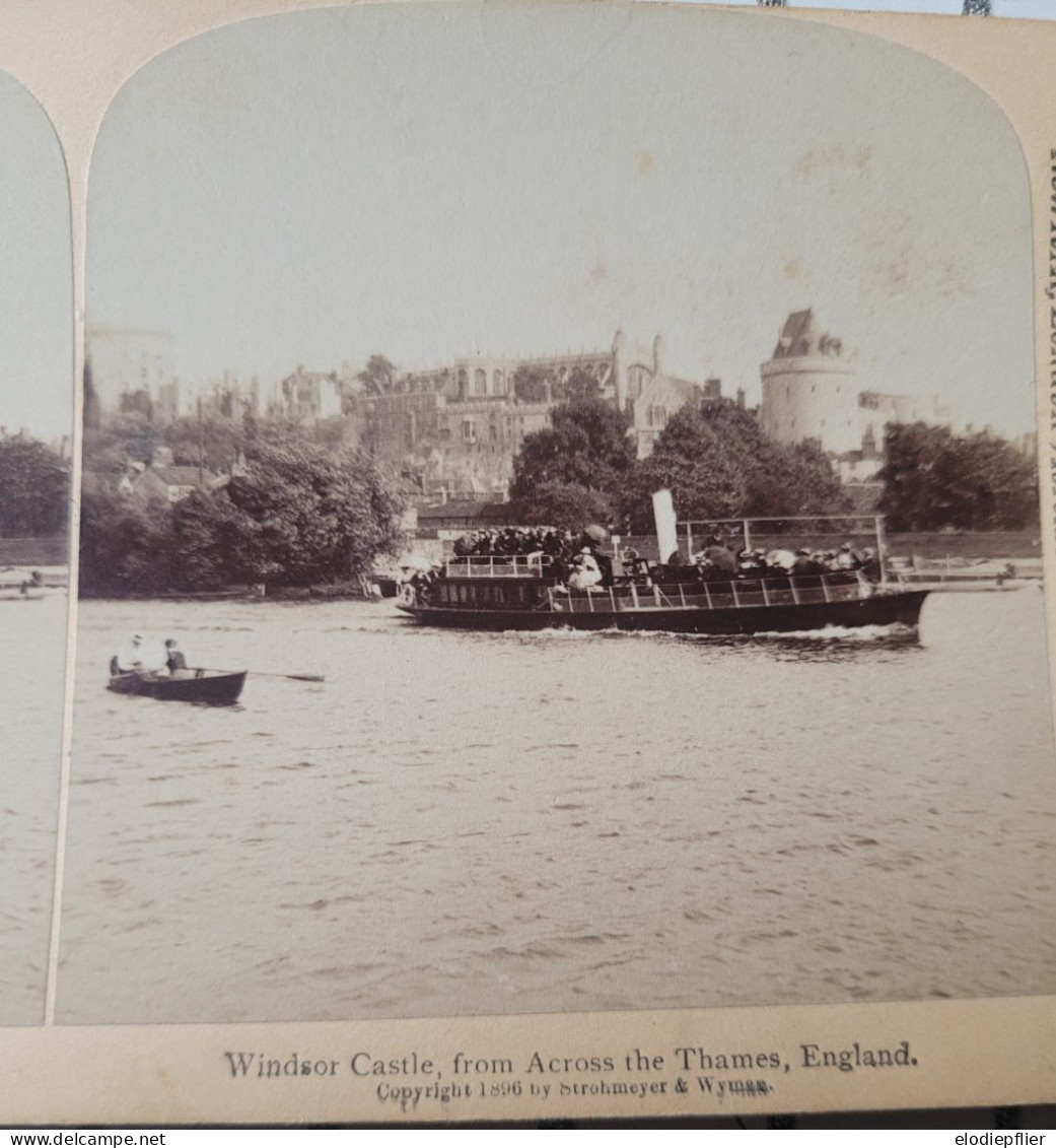 Vue Du Château De Windsor Prise Sur La Tamise, Angleterre. Underwood Stéréo - Visionneuses Stéréoscopiques