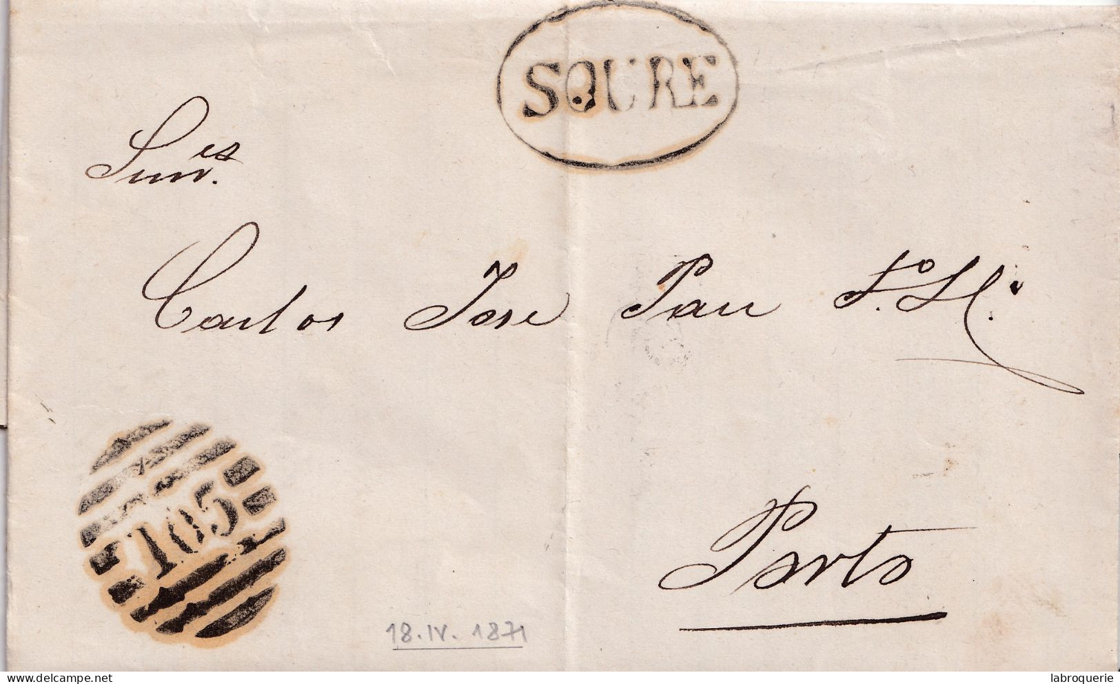 POR - LETTRE DE SOURE À PORTO - 1871 - Marcophilie