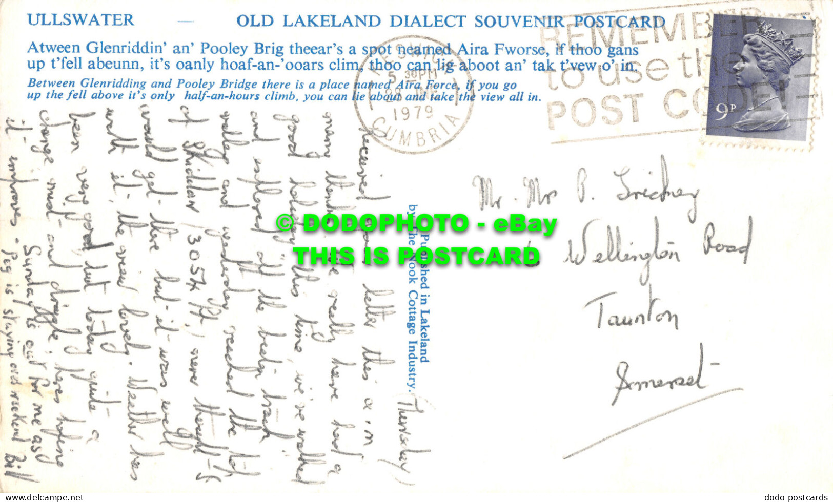 R526317 Ullswater. Old Lakeland Dialect Souvenir Postcard. Lakeland. The Nook Co - Monde