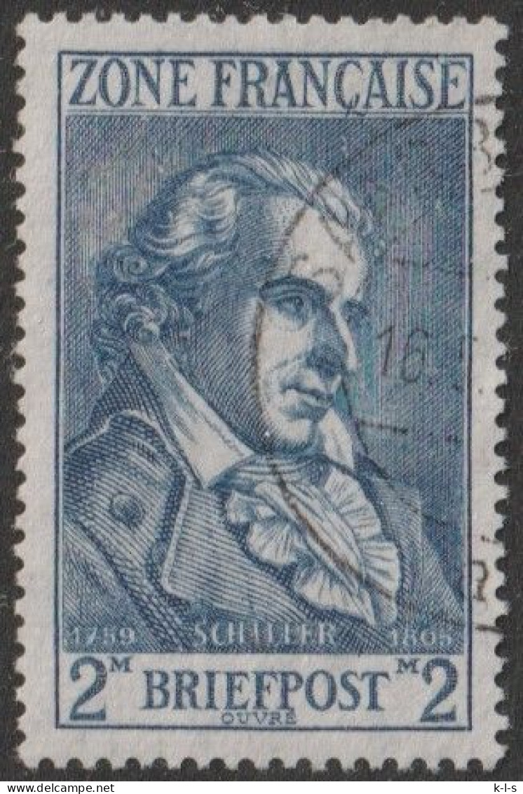 Franz. Zone- Allg. Ausgaben: 1945, Mi. Nr. 12, Wappen Der Länder Der Franz. Zone, 2 Mk. Schiller.  Gestpl./used - Emissions Générales