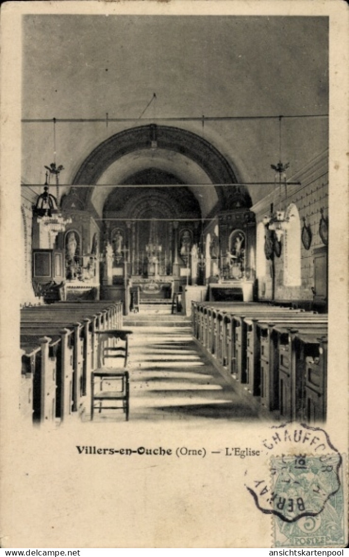 CPA Villers En Ouche Orne, Kirche, Innenansicht - Other & Unclassified
