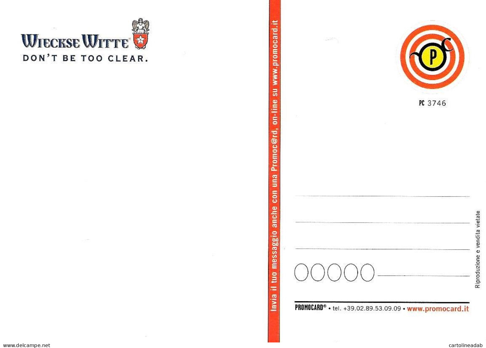 [MD9530] CPM - BIRRA WIECKSE WITTE - PROMOCARD 3746 - PERFETTA - Non Viaggiata - Advertising