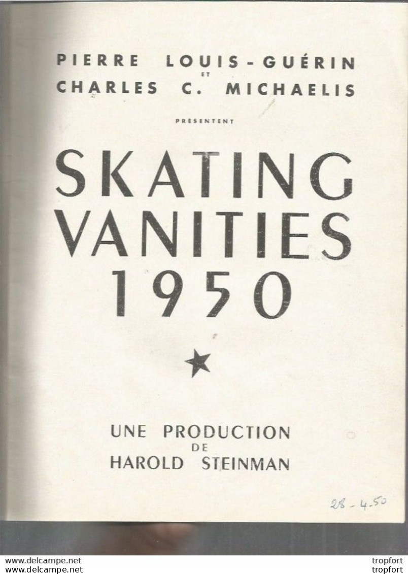 Rare Programme Ancien PATIN A ROULETTE Patinage SKATING VANITIES 1950 Cirque Cabaret - Programs
