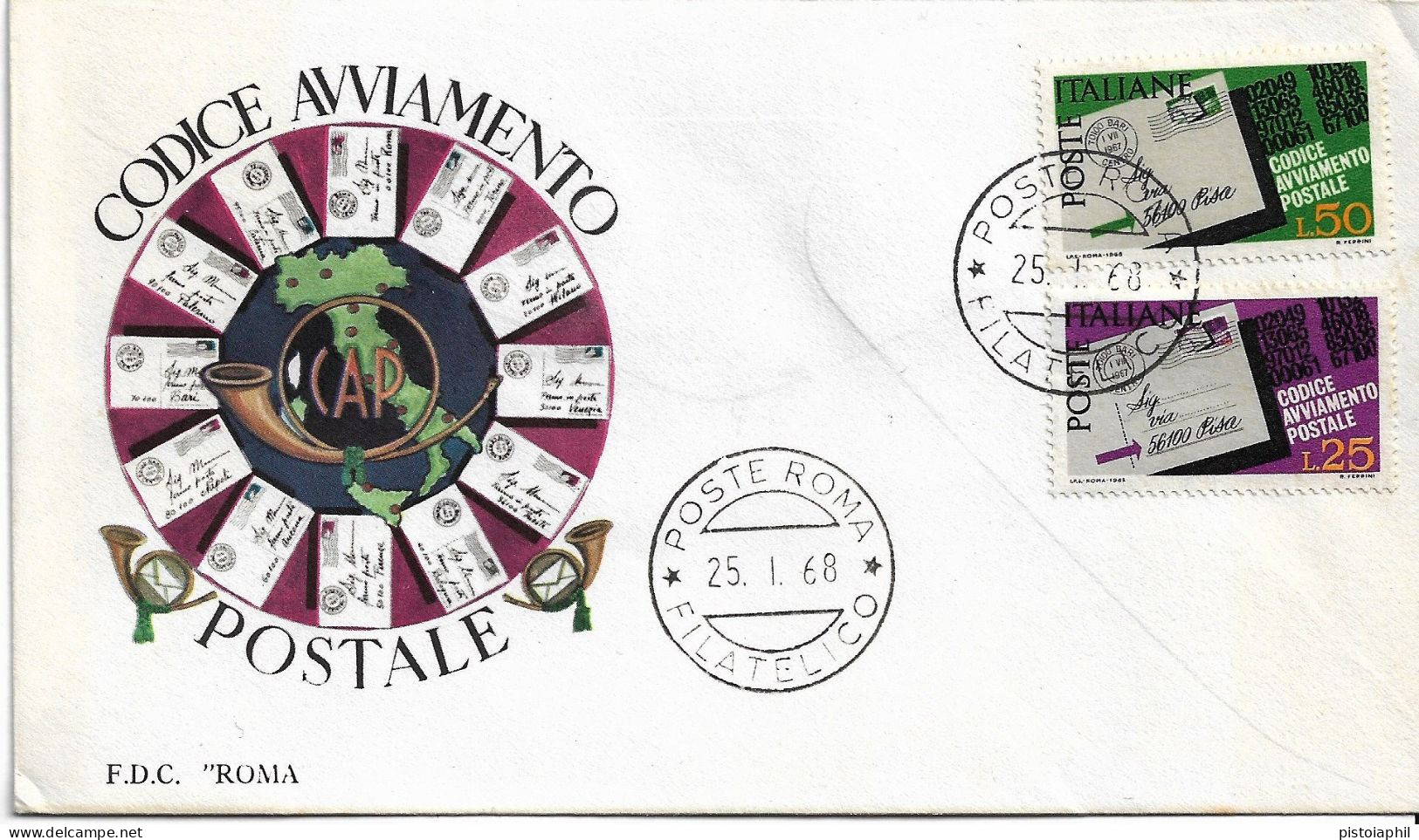 Fdc Roma: CODICE D'AVVIAMENTO POSTALE 1968; No Viaggiata; AF_Roma - FDC