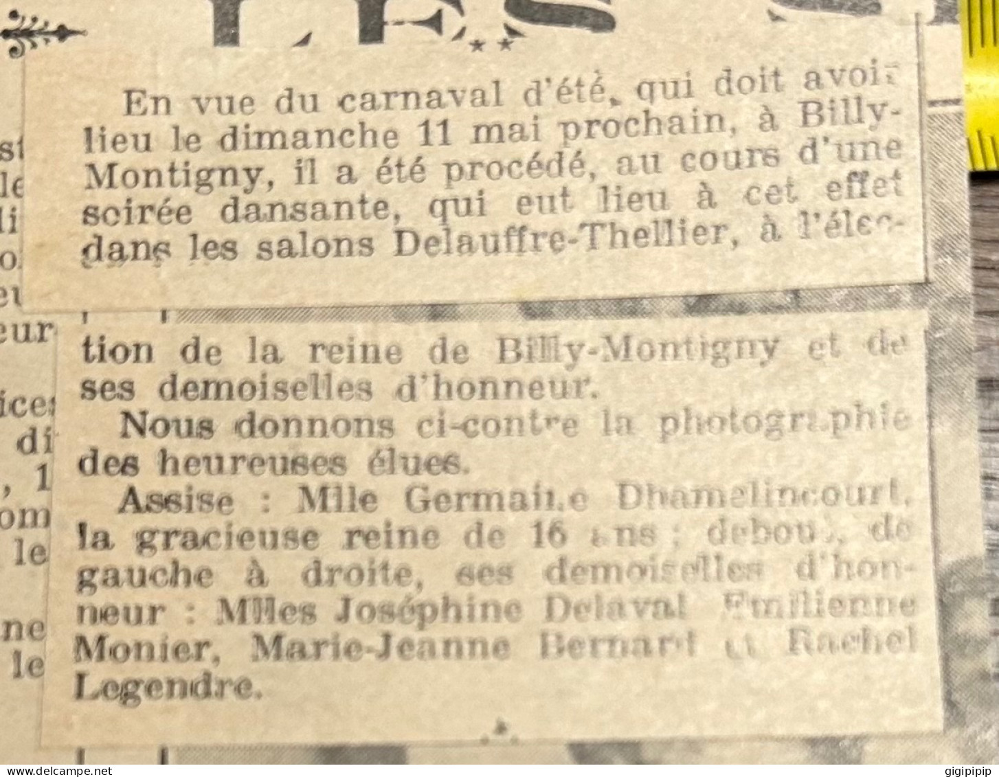 1930 GHI16 REINE BILLY-MONTIGNY Germaine Dhamelincourt Joséphine Delaval Emilienne Monier Rachel Legendre - Sammlungen