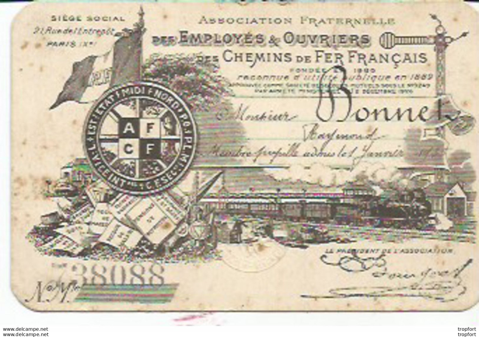 YA / Old Railway Identity Card Carte D'identité Chemin De Fer SNCF 1928 TRAIN - Tarjetas De Membresía