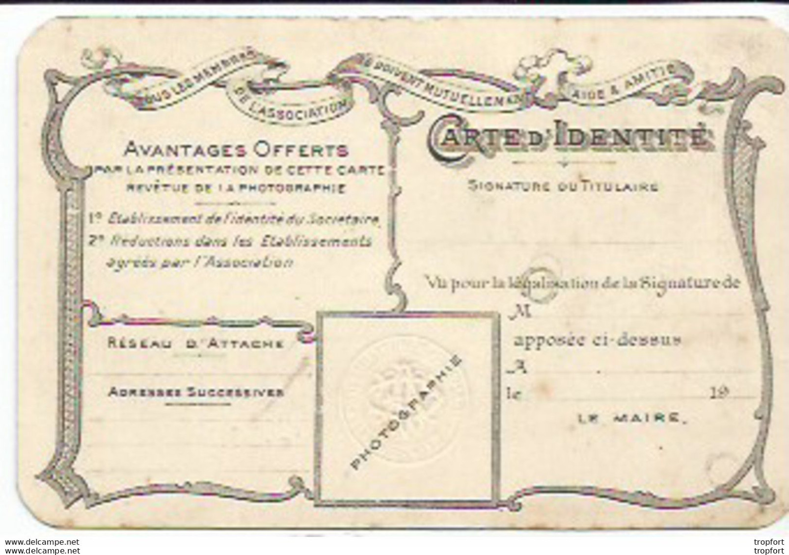 YA / Old Railway Identity Card Carte D'identité Chemin De Fer SNCF 1928 TRAIN - Lidmaatschapskaarten