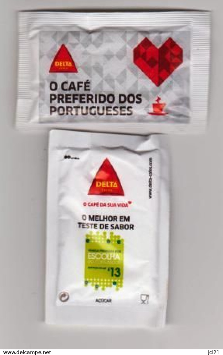 Sachet De Sucre " DELTA O Café Preferido Dos Portugueses " Coeur Sur Fond Gris (scann Recto-verso) [S090]_Di109 - Sugars