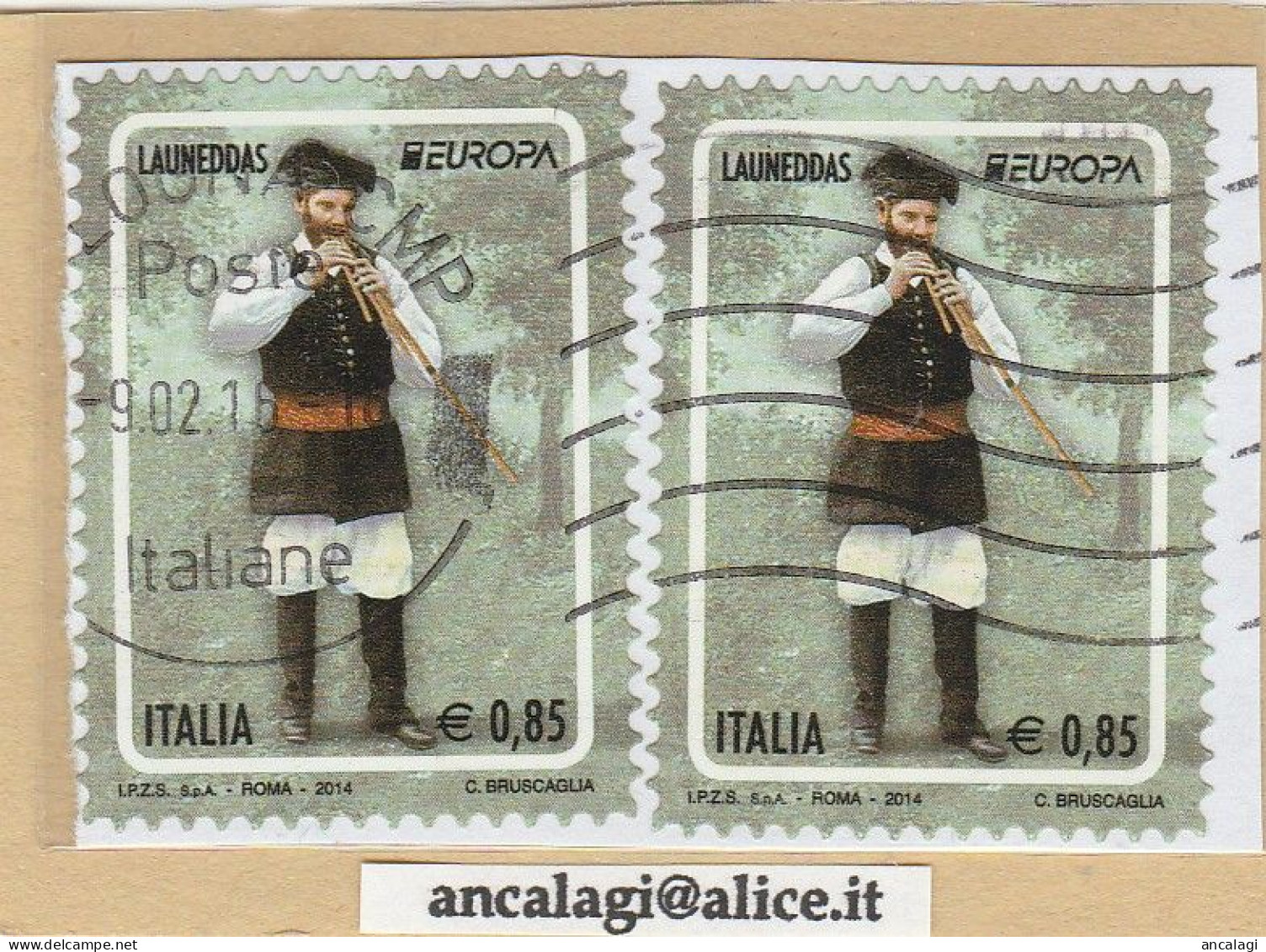 USATI ITALIA 2014 - Ref.1266A "EUROPA: Launeddas" 2 Val. Da € 0,85 - - 2011-20: Oblitérés