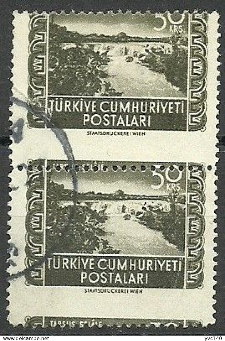 Turkey; 1952 Vienna Printing Postage Stamp 50 K. ERROR "Shifted Perf." - Usados