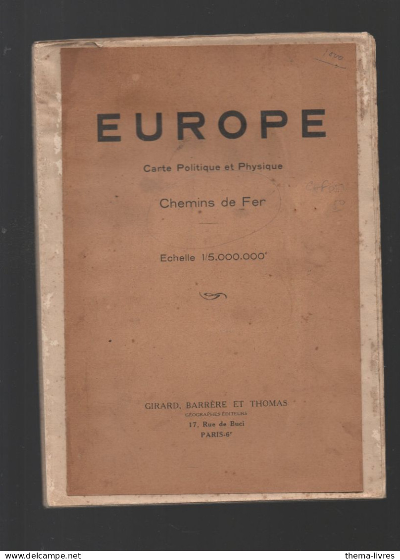 (chemins De Fer )  Grande  Carte Politique Et Physique / EUROPE, CHEMINS  DE  FER   (M6517) - Railway