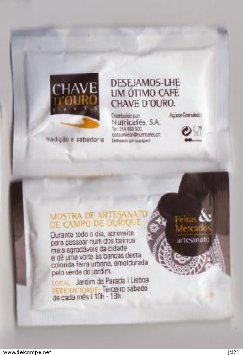 Sachet De Sucre " CHAVE D'OURO Café 18/30 "  Portugal (scann Recto-verso) [S087]_Di107 - Sugars