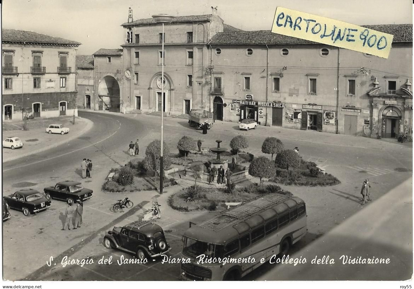 Campania-benevento-s.giorgio Del Sannio Piazza Risorgimento Veduta Fermata Corriera Diverse Auto Epoca Bar Negozi - Other & Unclassified