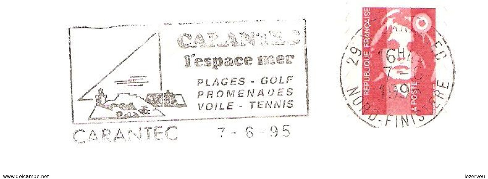 CACHET OBLITERATION FLAMME CARANTEC MER PLAGES GOLF TENNIS VOILE  ENVELOPPE 16X11 - 1961-....