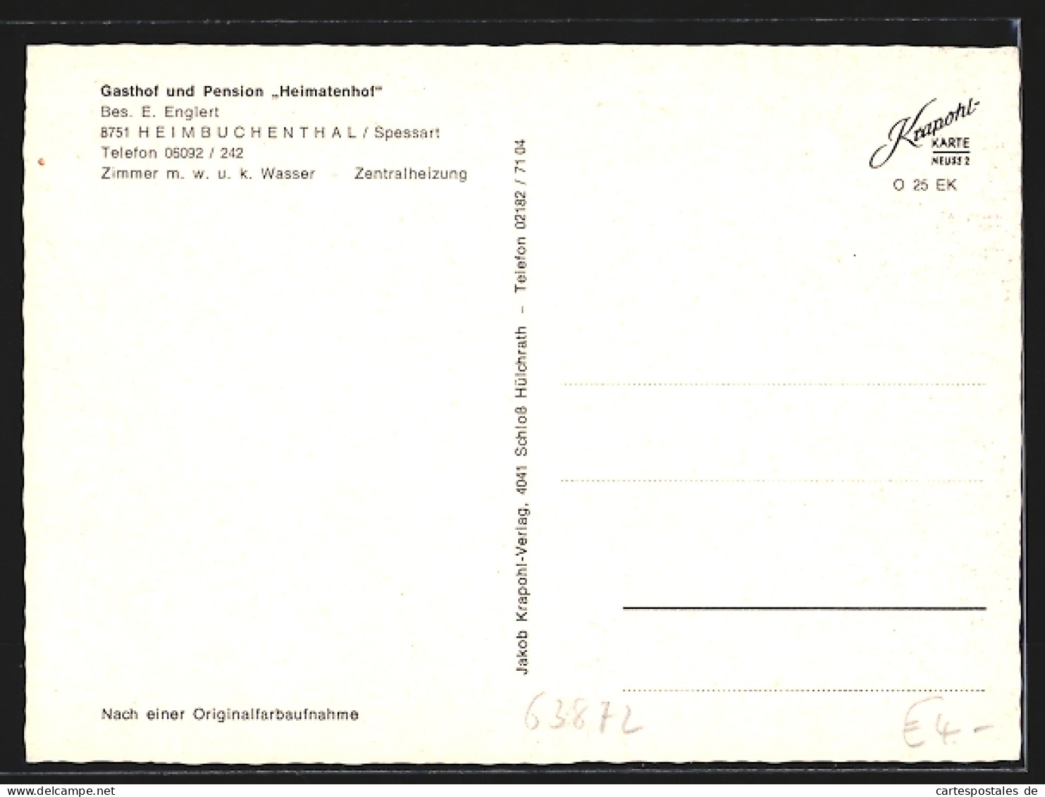 AK Heimbuchenthal /Spessart, Gasthof Und Pension Heimatenhof  - Other & Unclassified