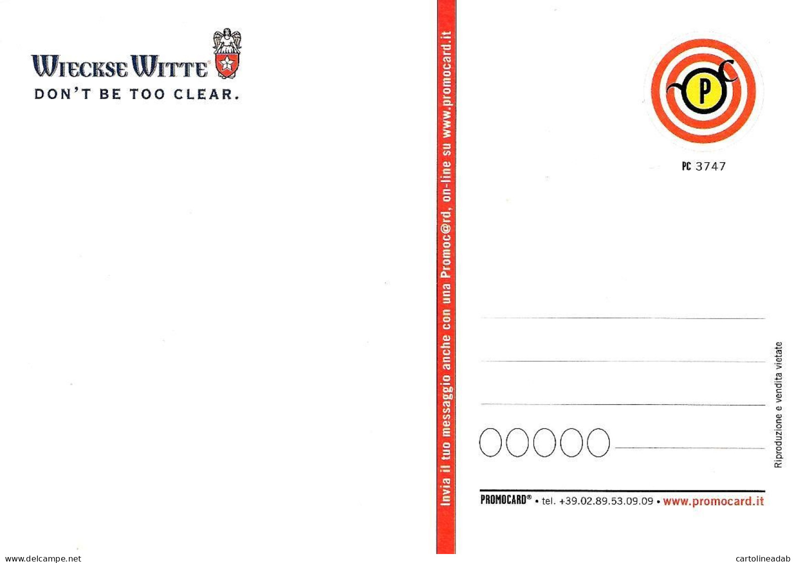 [MD9531] CPM - BIRRA WIECKSE WITTE - PROMOCARD 3747 - PERFETTA - Non Viaggiata - Advertising