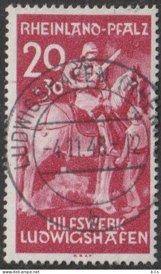 Franz. Zone- Rheinland Pfalz: 1949, Mi. Nr. 30,  20+10 Pfg. Carl Schurz,  Tagesstpl. LUDWIGSHAFEN - Rhine-Palatinate
