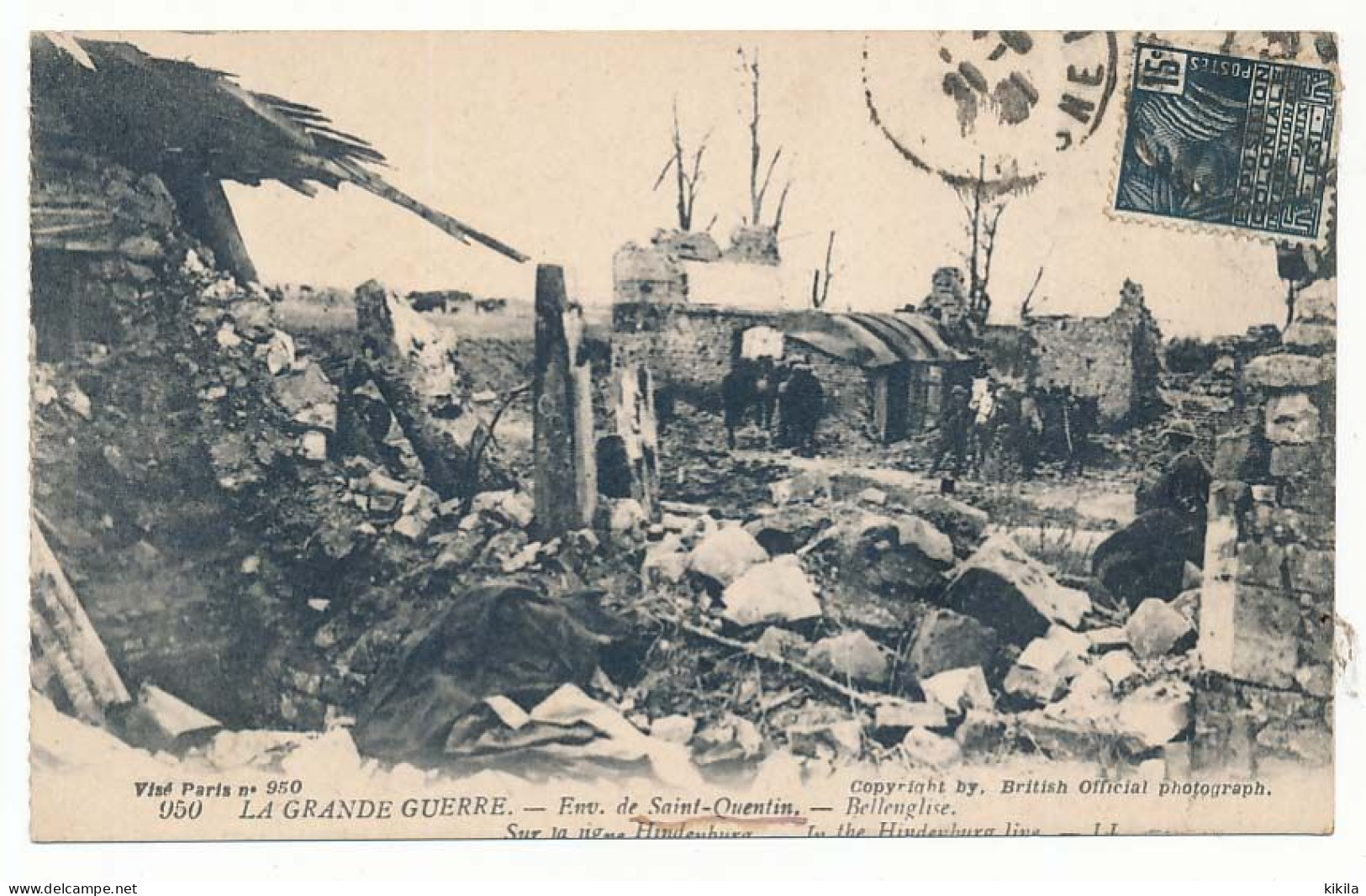 CPA 9 X 14 Aisne Environs De SAINT QUENTIN Sur La Ligne Hindenburg La Grande Guerre   Ruines D'un Village - Saint Quentin