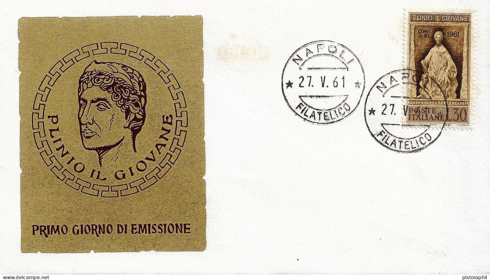 Fdc ReRu: PLINIO IL GIOVANE 1961; No Viaggiata; AF_Napoli - FDC