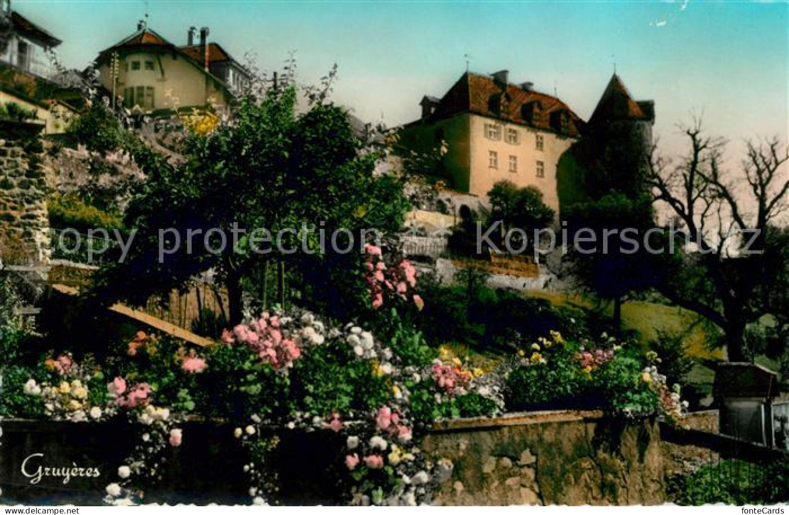 13132854 Gruyeres FR Blumengaerten Wohnhaeuser Am Berg Gruyeres FR - Sonstige & Ohne Zuordnung