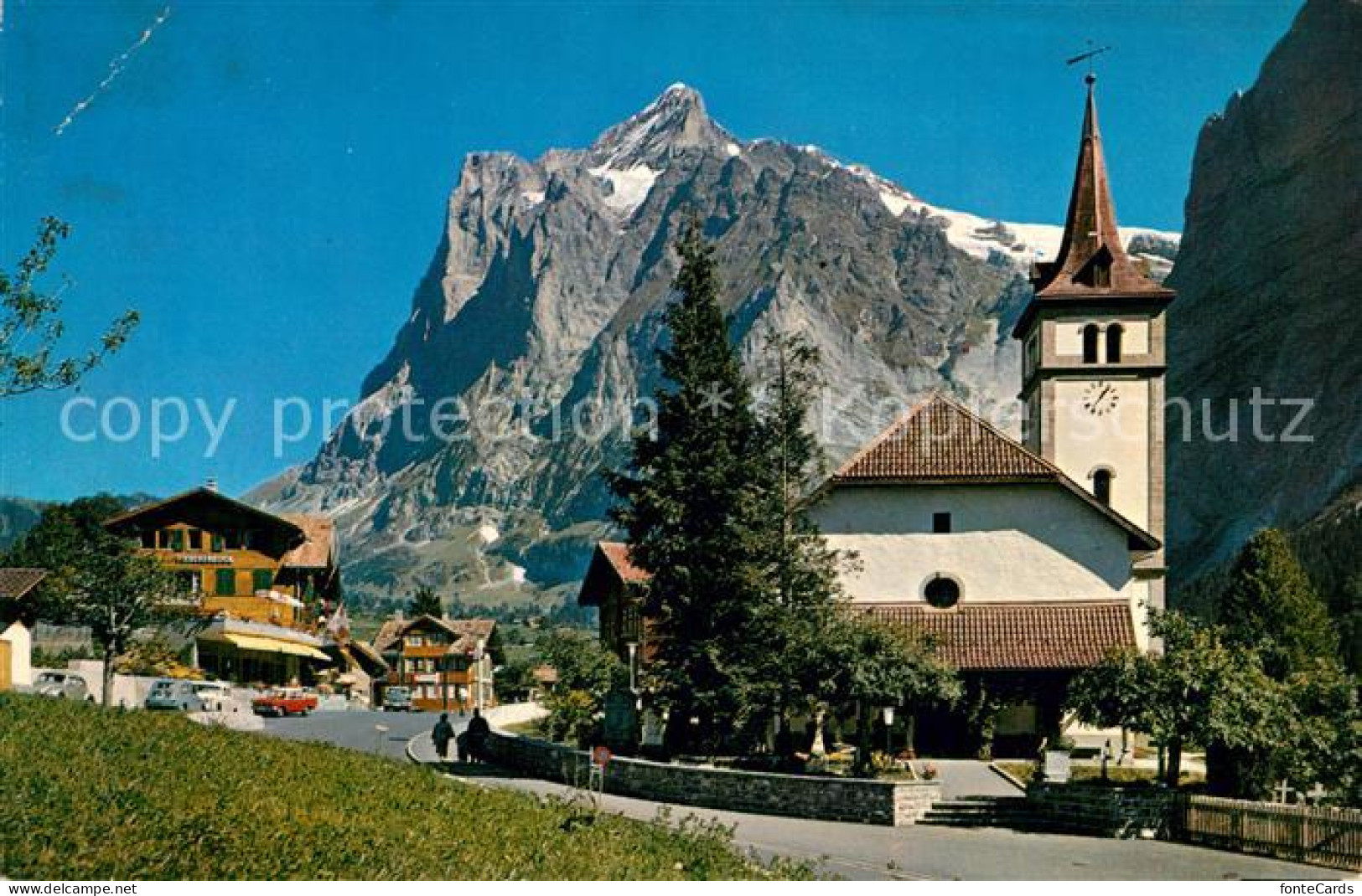 13130494 Grindelwald Kirche Wetterhorn Grindelwald - Autres & Non Classés