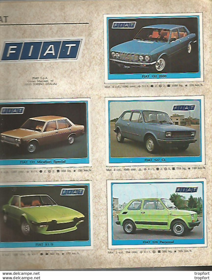 ALBUM AUTOCOLLANT vignette Image PANINI VOITURES F1 RALLY SPORT A OPEL CITROEN 2CV FIAT