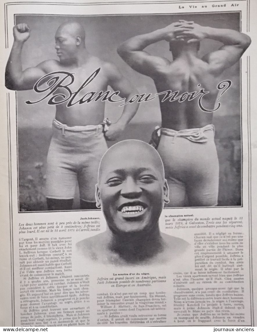 1910 BOXE - BLANC OU NOIR ? - JAMES J. JEFFRIES Contre Jack JOHNSON - QUI GAGNERA ? - LA VIE AU GRAND AIR - 1900 - 1949