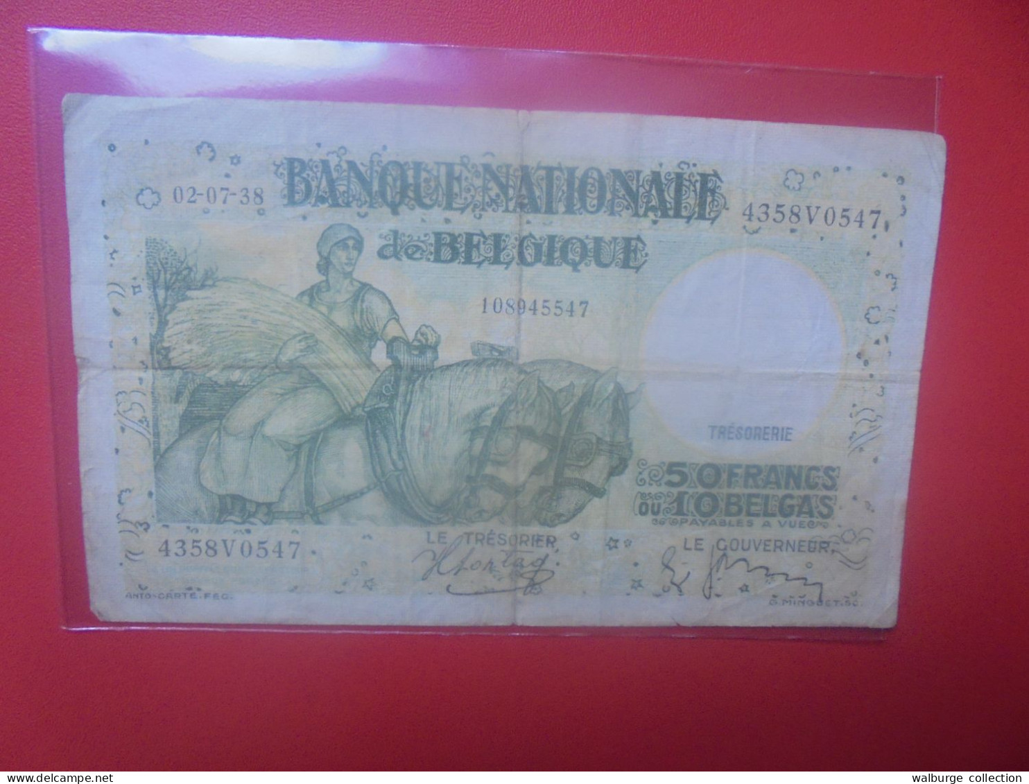 BELGIQUE 50 FRANCS 1938 Circuler (B.33) - 50 Francs
