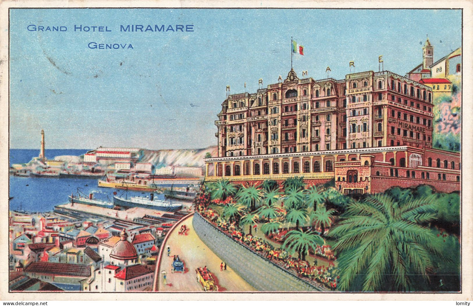 Italie Genova Genes Grand Hotel Miramare CPA + Timbre Timbres Cachet 1926 - Genova (Genua)