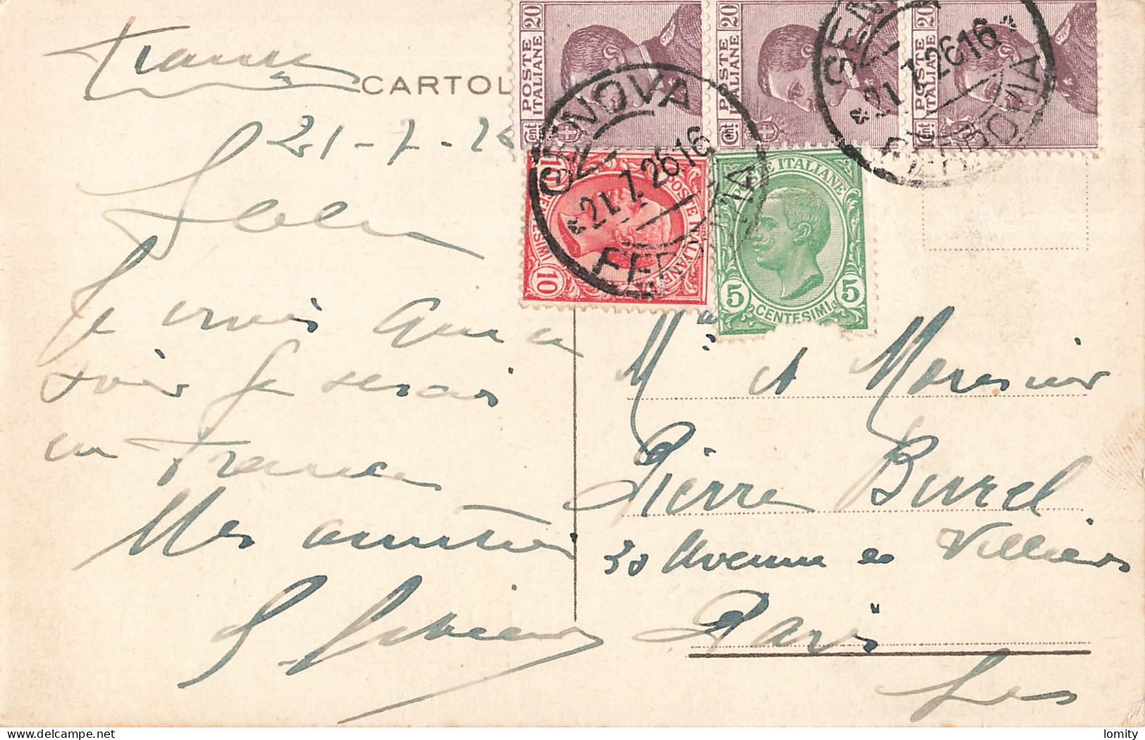 Italie Genova Genes Grand Hotel Miramare CPA + Timbre Timbres Cachet 1926 - Genova (Genua)